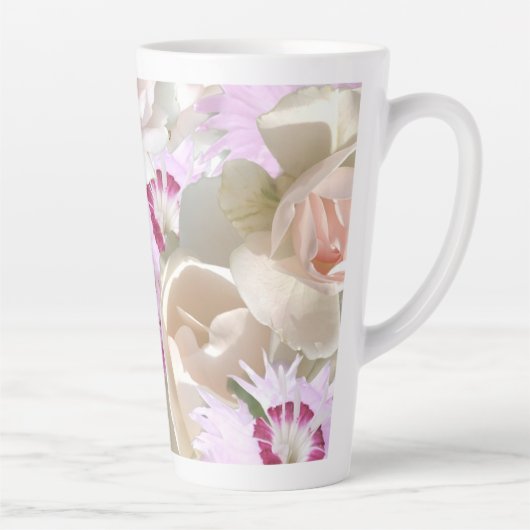 Tasse Latte Fleurs de mariage roses (Droite)