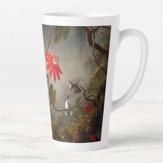 Tasse Latte Fleurs de passion avec tête de colibris (Droite)
