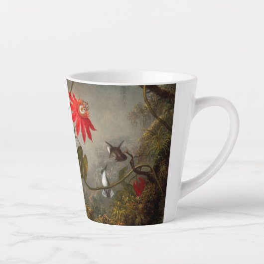 Tasse Latte Fleurs de passion avec tête de colibris (Droite)