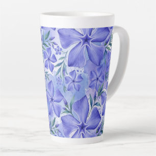 Tasse Latte Fleurs de Pervenche Bleu Violet Fleurs de Vinca