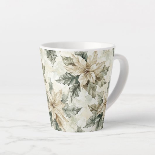 Tasse Latte Fleurs de Poinsettia crème (Angle droit)
