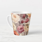 Tasse Latte Fleurs de printemps crème Bourgogne (Angle gauche)