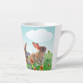 Tasse Latte Fleurs de printemps de lapin de Pâques (Droite)