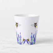 Tasse Latte Fleurs de printemps fraîches et abeilles volant la (Devant)