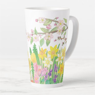 Tasse Latte Fleurs de printemps qui rayonnent la joie