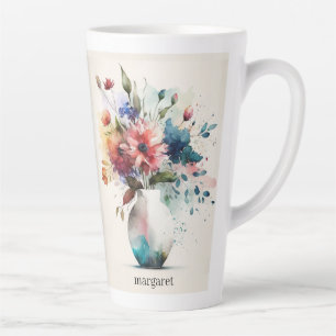Tasse Latte Fleurs de Rose multicolore Dk Blue #4