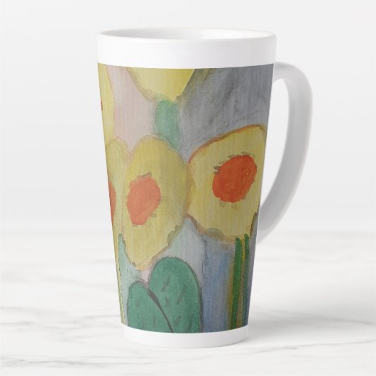 Tasse Latte Fleurs de soleil Abstraites (Angle droit)