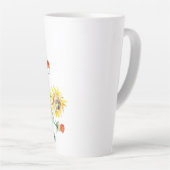 Tasse Latte Fleurs de soleil aquarelles personnalisées (Angle droit)