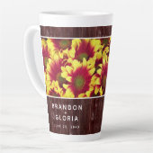 Tasse Latte Fleurs de soleil d'automne rustiques sur Mariage d (Angle gauche)