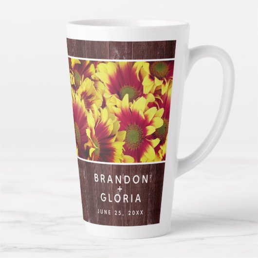 Tasse Latte Fleurs de soleil d'automne rustiques sur Mariage d (Droite)
