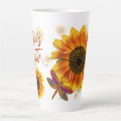 Tasse Latte Fleurs de soleil personnalisées (Devant)