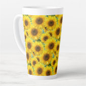 Tasse Latte Fleurs de soleil sur Turquoise (Angle gauche)