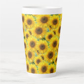 Tasse Latte Fleurs de soleil sur Turquoise (Devant)