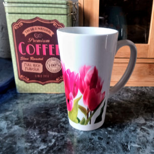 Tasse Latte Fleurs de tulipe rose Saison Printemps 