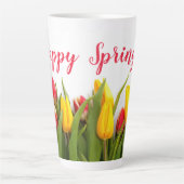 Tasse Latte Fleurs de tulipes printanières heureuses (Devant)