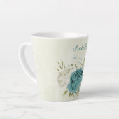 Tasse Latte fleurs de verdure blanches bleues (Angle gauche)