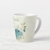 Tasse Latte fleurs de verdure blanches bleues (Angle droit)