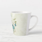 Tasse Latte fleurs de verdure blanches bleues (Droite)