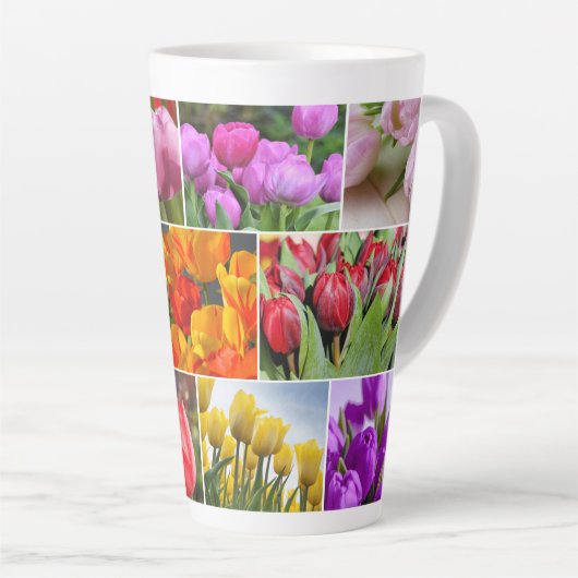 Tasse Latte Fleurs décoratives (Angle droit)