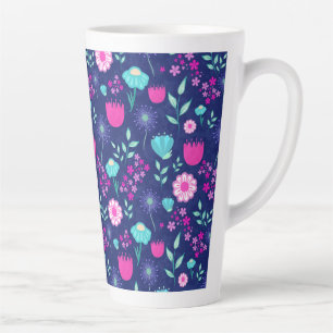 Tasse Latte Fleurs délicates et détails botaniques