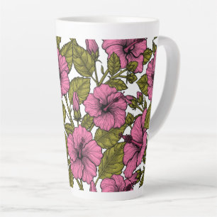 Tasse Latte Fleurs d'hibiscus roses