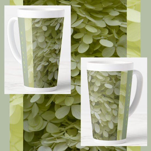 Tasse Latte Fleurs d'hydrangée verte Celadon
