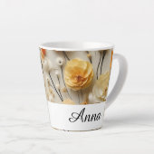 Tasse Latte Fleurs d'inspiration : Personnalisées (Angle droit)