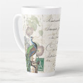 Tasse Latte Fleurs d'oiseaux de l'éphémère français de Peacock (Angle gauche)