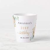 Tasse Latte Fleurs d'or rose d'anniversaire eucalyptus nom (Devant)