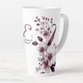 Tasse Latte Fleurs d'orchidées blanches délicates Monogramme (Angle droit)