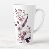 Tasse Latte Fleurs d'orchidées blanches délicates Monogramme (Droite)