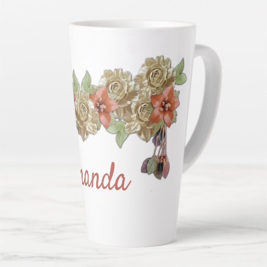 Tasse Latte Fleurs en cuir (Angle droit)