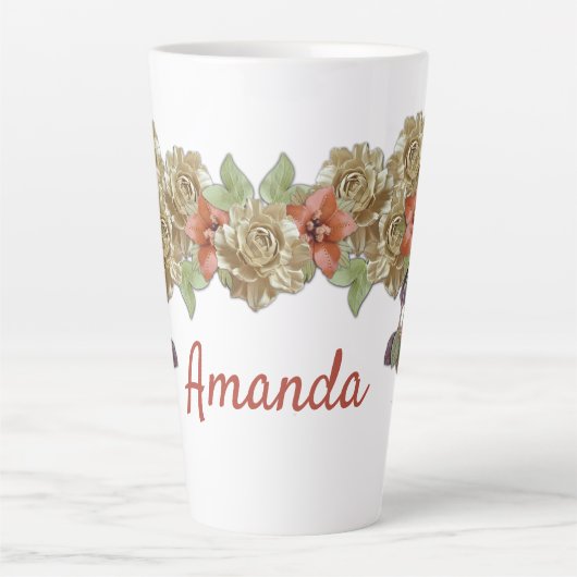 Tasse Latte Fleurs en cuir (Devant)