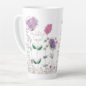 Tasse Latte Fleurs en techniques mixtes (Angle gauche)