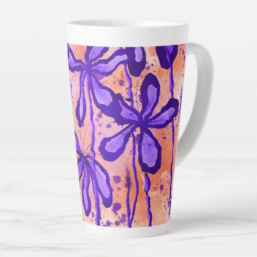 Tasse Latte Fleurs encrées (Angle droit)