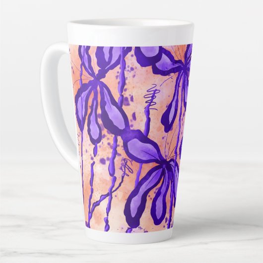 Tasse Latte Fleurs encrées (Angle gauche)