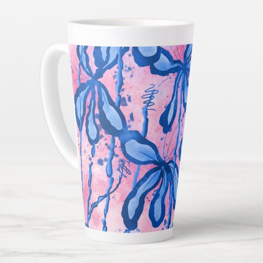 Tasse Latte Fleurs encrées (Angle gauche)