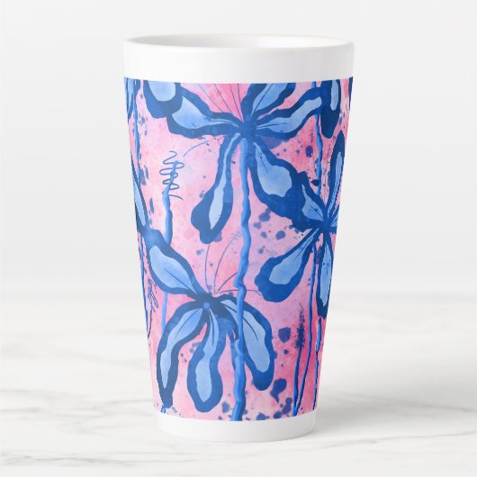 Tasse Latte Fleurs encrées (Devant)