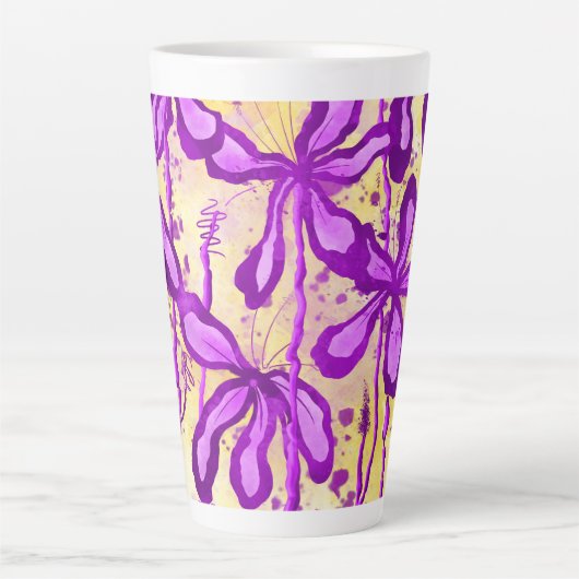 Tasse Latte Fleurs encrées (Devant)