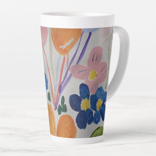 Tasse Latte Fleurs et ballons en latte (Angle droit)