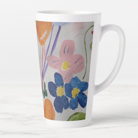 Tasse Latte Fleurs et ballons en latte (Droite)