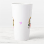 Tasse Latte Fleurs et coeur en fer à cheval (Devant)