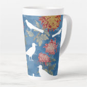 Tasse Latte Fleurs et oiseaux Vintages bleus (Angle droit)