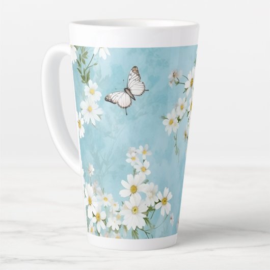 Tasse Latte Fleurs et papillons (Angle gauche)