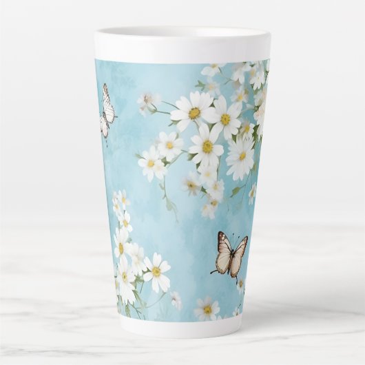 Tasse Latte Fleurs et papillons (Devant)