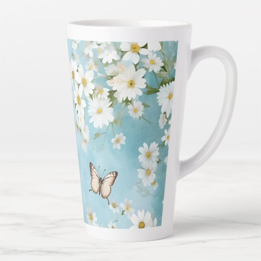 Tasse Latte Fleurs et papillons (Droite)