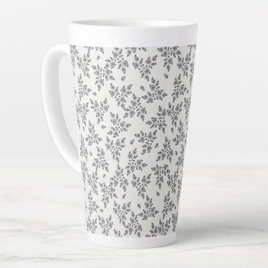 Tasse Latte Fleurs fantaisistes grises (Angle gauche)
