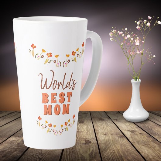 Tasse Latte Fleurs florales de la meilleure maman du monde