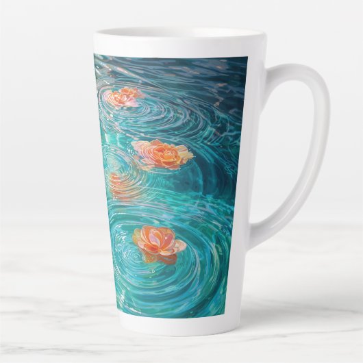 Tasse Latte Fleurs flottant sur l'eau  (Droite)