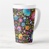 Tasse Latte Fleurs folkloriques Wycinanki noir  (Angle droit)